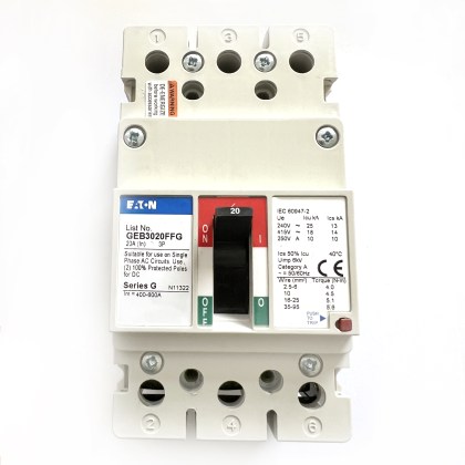 Eaton MEM GEB3020FFG GEE3020FFG Series G 20A 20 Amp 3 Pole Phase MCCB Circuit Breaker